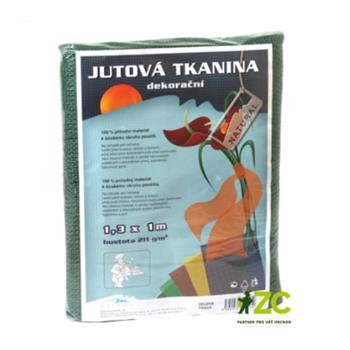 Tkanina jutová tmavě zelená 1,3x1m