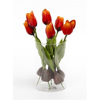 Tulipán s cibulí umělý oranžový 6ks
