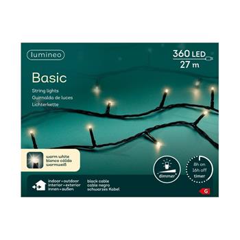 Řetěz svítící venkovní Basic 360LED t.bílá s časovačem, stmívačem černý 27m