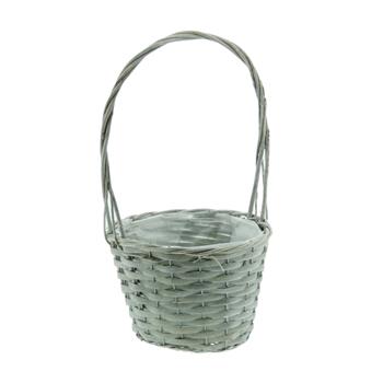 Koš proutěný s 1 uchem a igelitem šedý 22cm