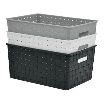 Koš hranatý stohovatelný 2 ucha plast 39cm mix barev