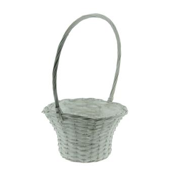 Koš kulatý proutěný s 1 uchem a igelitem bílý 30cm