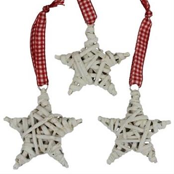 Ozdoba proutěná hvězda bílá 7cm/6ks