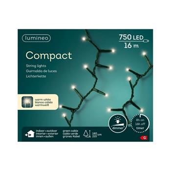 Řetěz svítící venkovní Compact 750LED t. bílá s časovačem, stmívačem zelený 16m