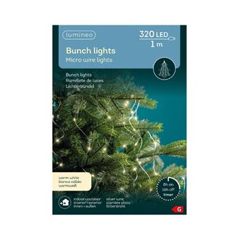 Svazek svítící venkovní  Bunch 320microLED t.bílá s časovačem stříbrný 1m