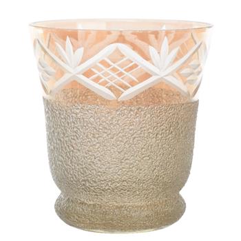 Svícen na čajovku skleněný rytina 9cm