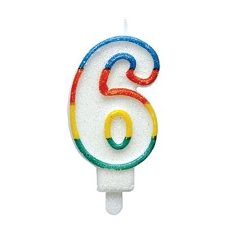 Dortová svíčka třpytivé číslo 6