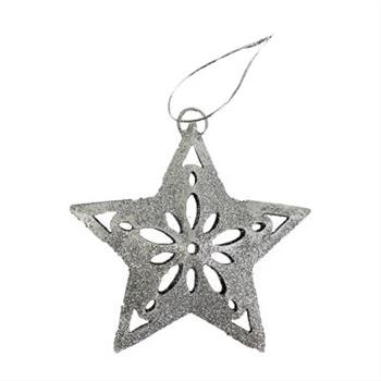 Ozdoba hvězda kovová s glitry, děrovaná, 2ks, 10cm