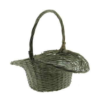 Koš se zvlněným okrajem proutěný s 1 uchem a igelitem hnědý 41cm