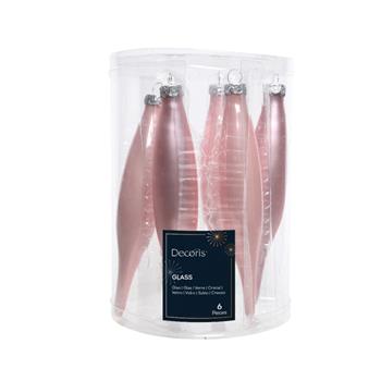 Ozdoba skleněná raketa lesklá/matná sv.růžová 6ks