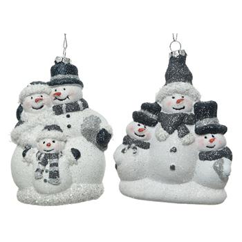 Ozdoba sněhulák rodina plastová 11-12cm mix tvarů