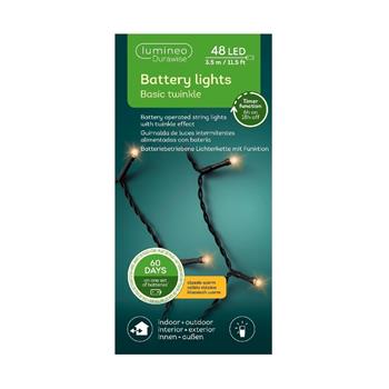 Řetěz svítící venkovní Basic 48LED Basic bílá s časovačem, 8 funkcí, na baterie černý 3,5m