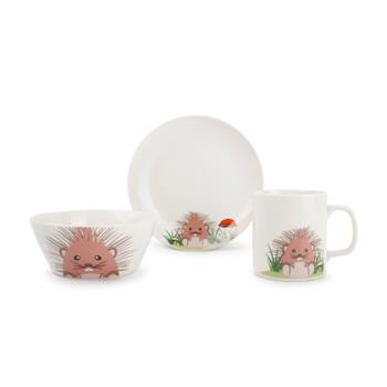 Nádobí dětské dekor ježek 3ks porcelán