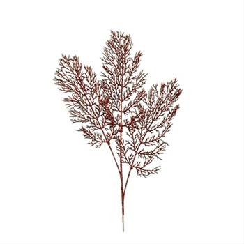 Kapradina umělá 3 listy s glitry červená 79cm