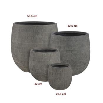 Květináč kulatý SCOTIA škrábaný keramika černá 32cm