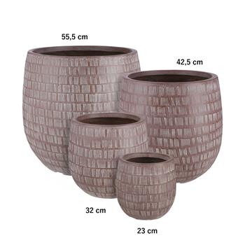 Květináč kulatý SCOTIA škrábaný keramika červená 32cm