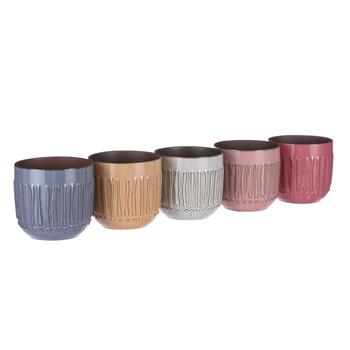 Obal kulatý FLOOR dekor vroubky keramika mix 14cm