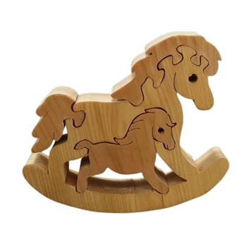 Kůň houpací puzzle dřevo přírodní 13,5cm