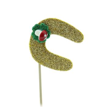 Zápich podkova s beruškou dumový zaltý