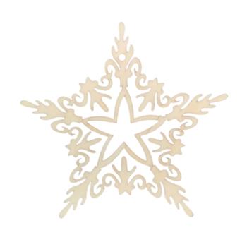 Ozdoba 5cípá hvězda dřevěná přírodní 9cm