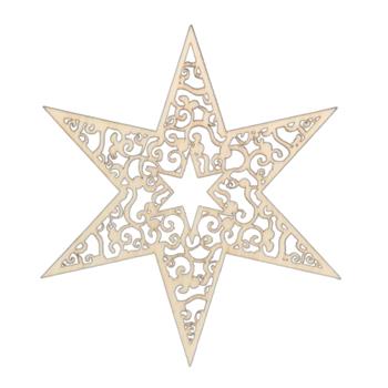 Ozdoba 6cípá hvězda dřevěná přírodní 9cm
