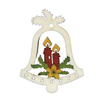 Ozdoba zvonek se svíčkami dřevěný 9cm