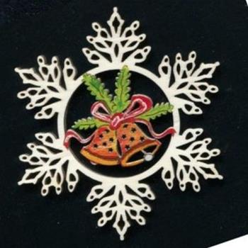 Ozdoba vločka se zvonky dřevěná 9cm