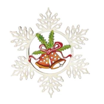 Ozdoba vločka se zvonky dřevěná 9cm