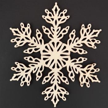 Ozdoba vločka dřevěná přírodní 9cm