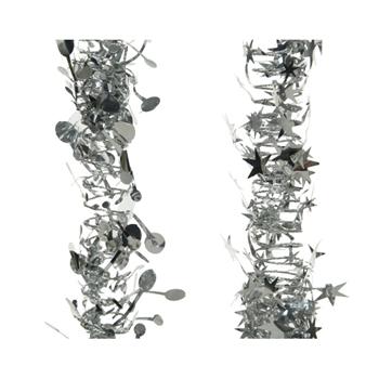 Řetěz vánoční + hvězdy a kolečka stříbrný 2,7m