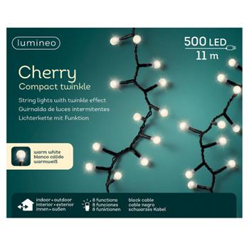 Řetěz venkovní 500LED Cherry Compact t.bílá 8 funkcí černý 11m