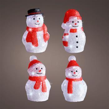 Sněhulák 20LED st.bílá na baterie akrylový mix 25cm