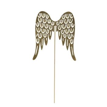 Zápich křídla andělská kovová zlatá 49cm