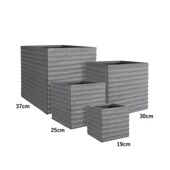 Květináč hranatý z magnesia CORDA šedý 30cm