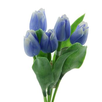 Tulipán řezaný umělý bílo-modrý 40cm