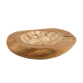 Miska kulatá teak a perleť přírodní 27cm