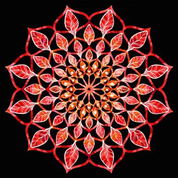Dekorace mandala dřevo červená 20cm