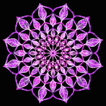 Dekorace mandala dřevo fialová 20cm