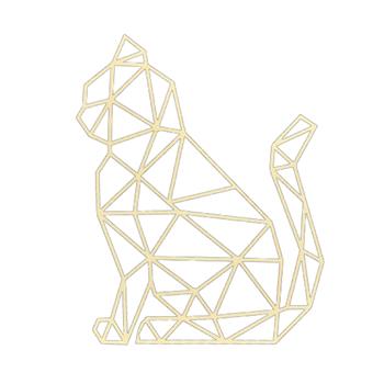 Dekorace na zeď kočka sedící dřevo přírodní 19cm