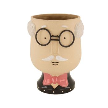 Obal kulatý keramický děda s brýlemi 16cm