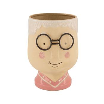 Obal kulatý keramický babička s brýlemi 16cm