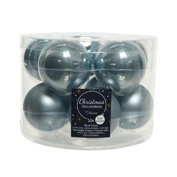 Sada skleněných ozdob sv.modrá 6cm/10ks