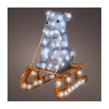 Lední medvěd na saních venkovní akrylový 90LED st.bílá 48cm