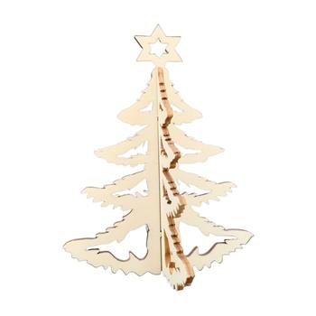 Stromek s hvězdou dřevěný 3D přírodní 10cm