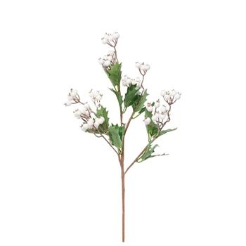 Větev cesmína s plody umělá zeleno-bílá