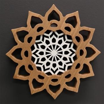 Dekorace dřevěná mandala s vkladem přírodní 20cm