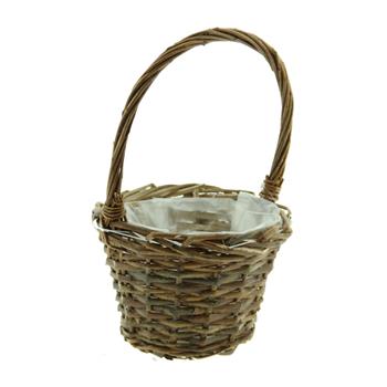 Koš kulatý proutěný s 1 uchem a igelitem přírodní 14cm