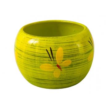 Obal kulatý keramický MANES BUTTERFLY lesklý zelený 16cm