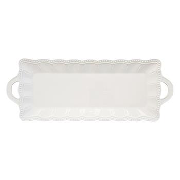 Tác hranatý porcelánový ELITE 2 ucha bílý 43x16cm