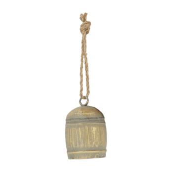 Ozdoba pozinkový zvonek zlatá patina 13cm